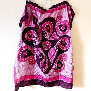 Hand Dyed Silk Scarf Paisley Boho Hippie Vintage